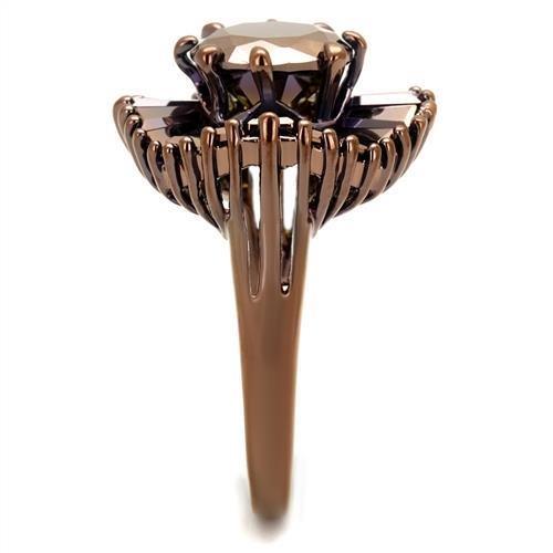3W1167 - IP Coffee light Brass Ring with AAA Grade CZ in Light Coffee
