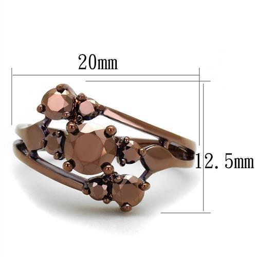 3W1168 - IP Coffee light Brass Ring with AAA Grade CZ in Light Coffee