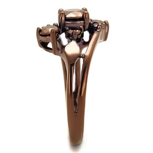 3W1168 - IP Coffee light Brass Ring with AAA Grade CZ in Light Coffee