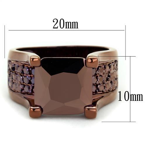 3W1169 - IP Coffee light Brass Ring with AAA Grade CZ in Light Coffee