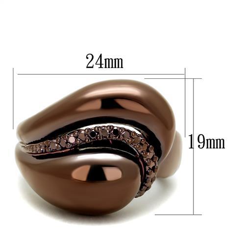 3W1170 - IP Coffee light Brass Ring with AAA Grade CZ in Light Coffee
