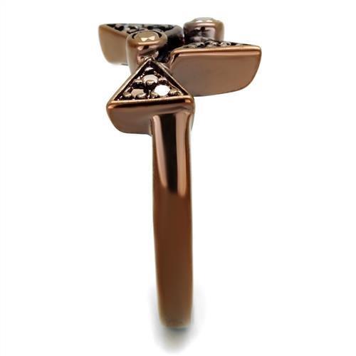 3W1171 - IP Coffee light Brass Ring with AAA Grade CZ in Light Coffee