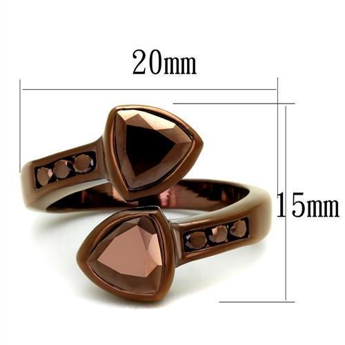 3W1172 - IP Coffee light Brass Ring with AAA Grade CZ in Light Coffee