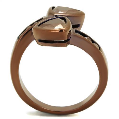 3W1172 - IP Coffee light Brass Ring with AAA Grade CZ in Light Coffee