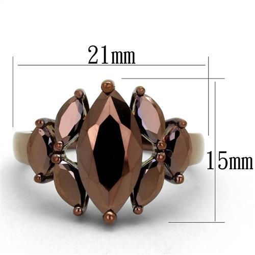 3W1173 - IP Coffee light Brass Ring with AAA Grade CZ in Light Coffee