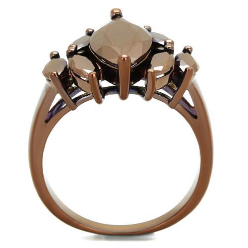 3W1173 - IP Coffee light Brass Ring with AAA Grade CZ in Light Coffee