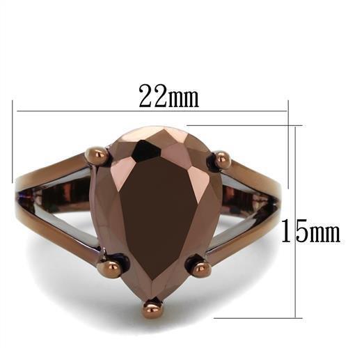 3W1174 - IP Coffee light Brass Ring with AAA Grade CZ in Light Coffee
