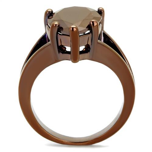 3W1174 - IP Coffee light Brass Ring with AAA Grade CZ in Light Coffee