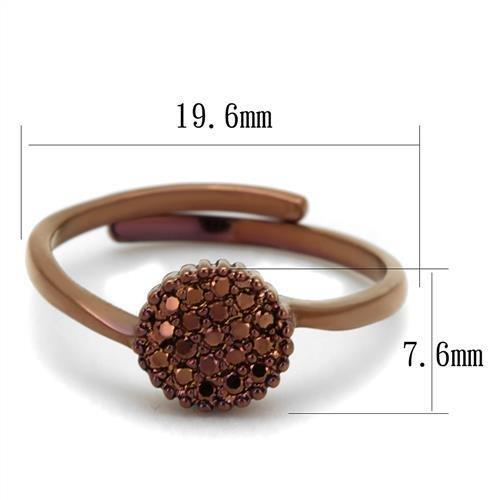 3W1177 - IP Coffee light Brass Ring with AAA Grade CZ in Light Coffee