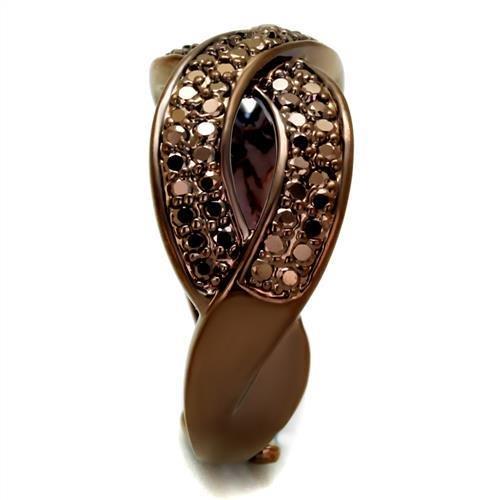 3W1179 - IP Coffee light Brass Ring with AAA Grade CZ in Light Coffee