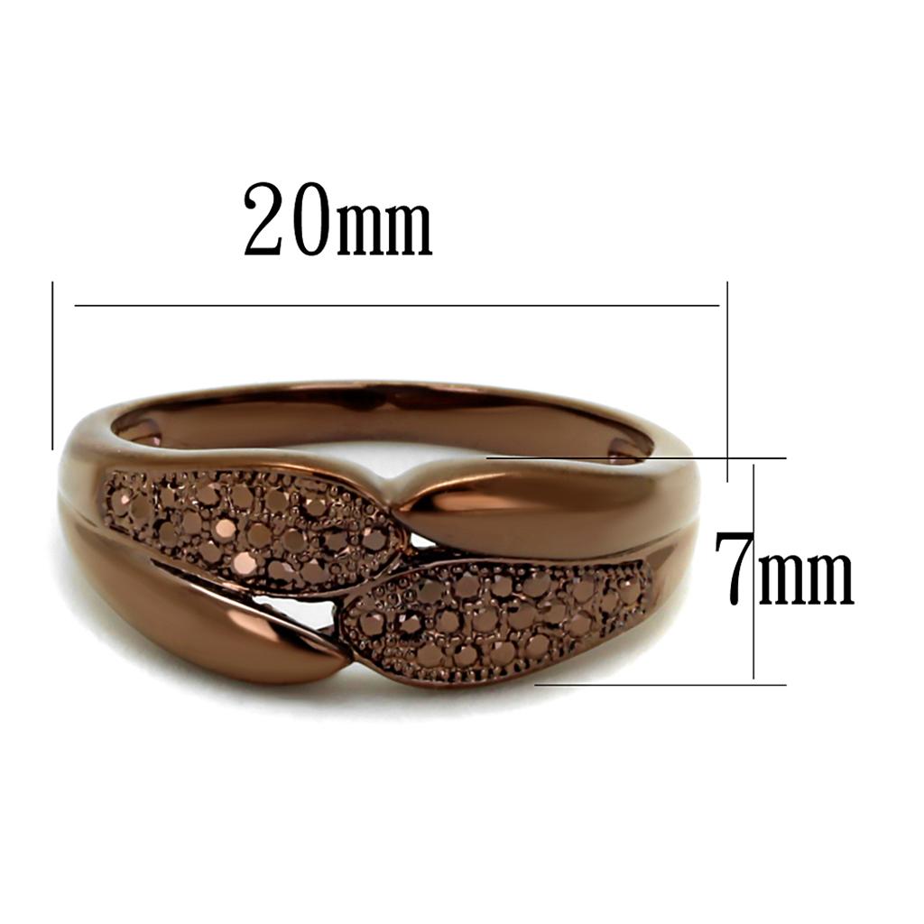 3W1180 - IP Coffee light Brass Ring with AAA Grade CZ in Light Coffee