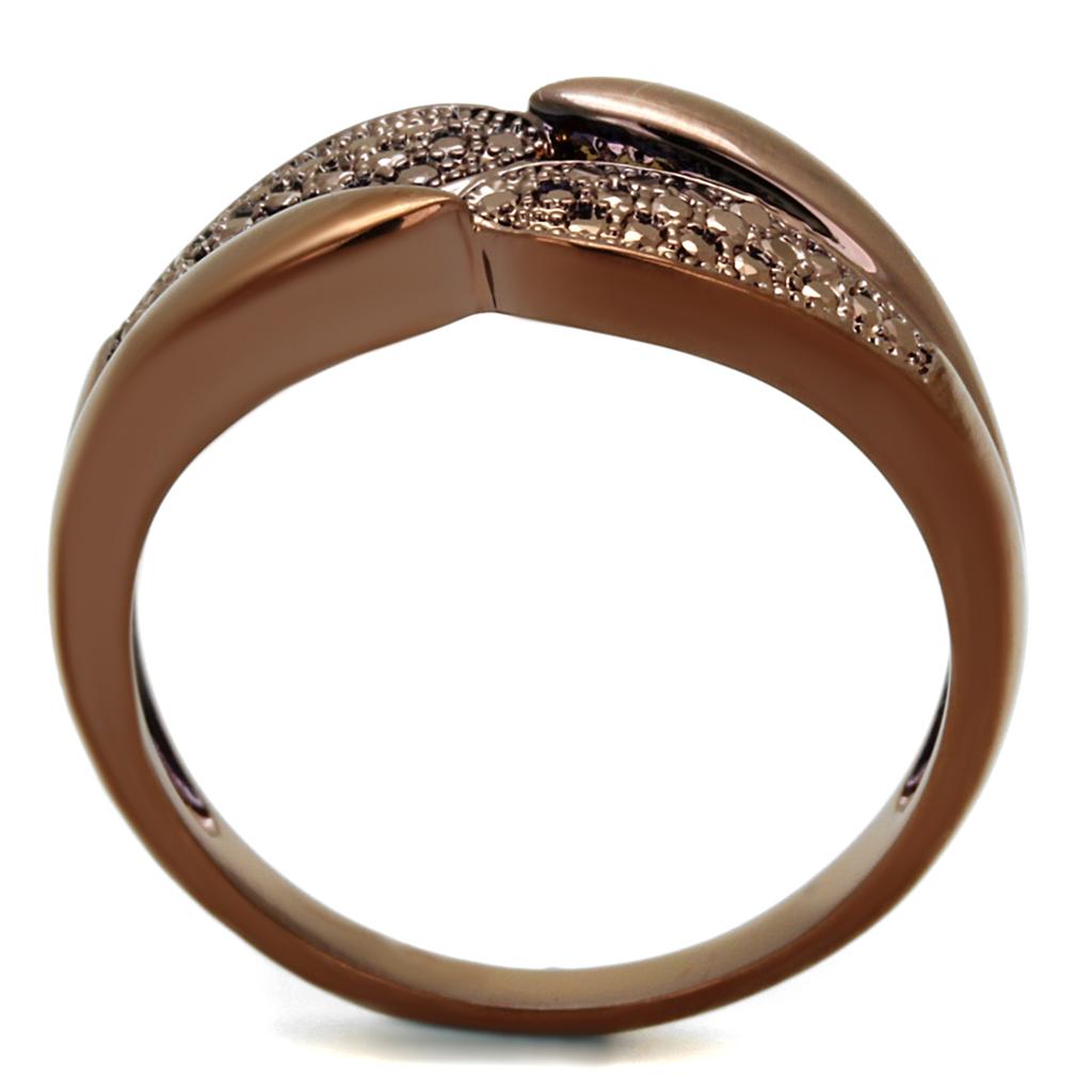 3W1180 - IP Coffee light Brass Ring with AAA Grade CZ in Light Coffee