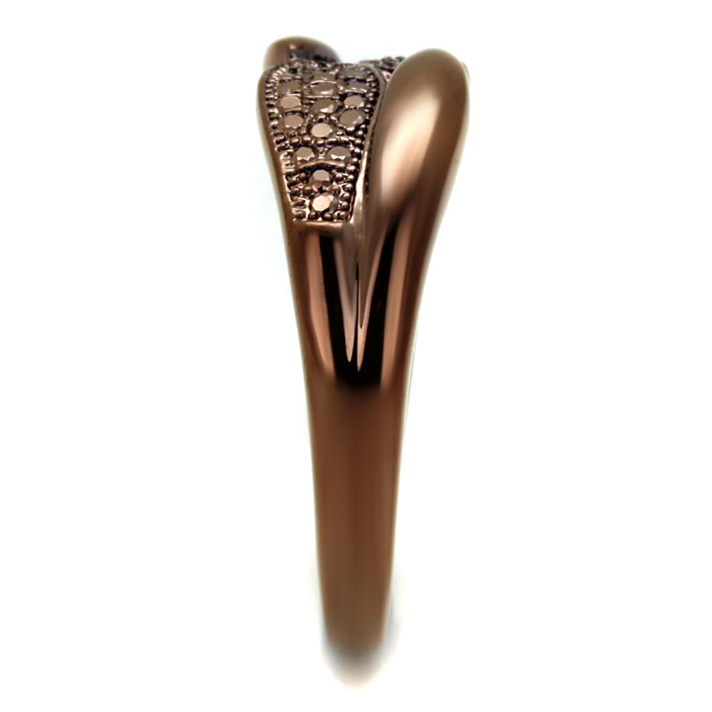 3W1180 - IP Coffee light Brass Ring with AAA Grade CZ in Light Coffee