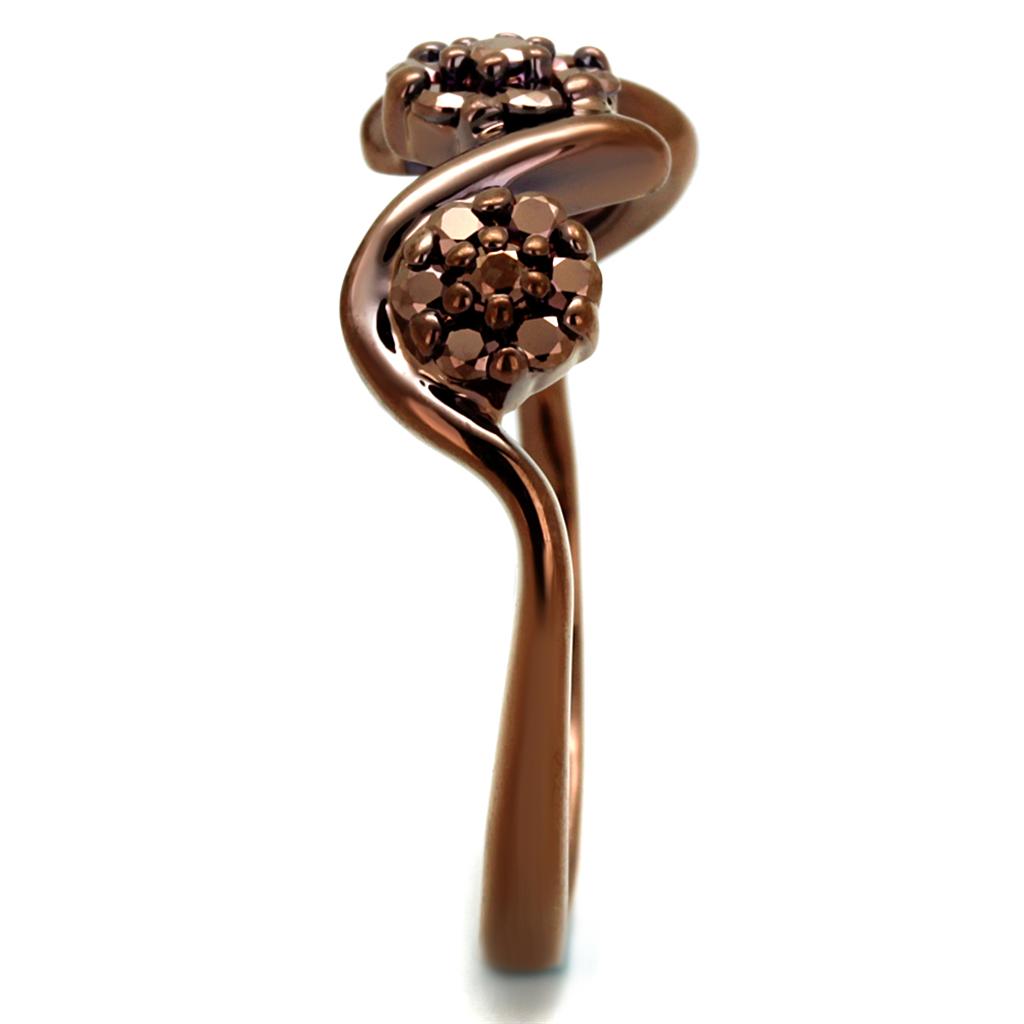 3W1181 - IP Coffee light Brass Ring with AAA Grade CZ in Light Coffee
