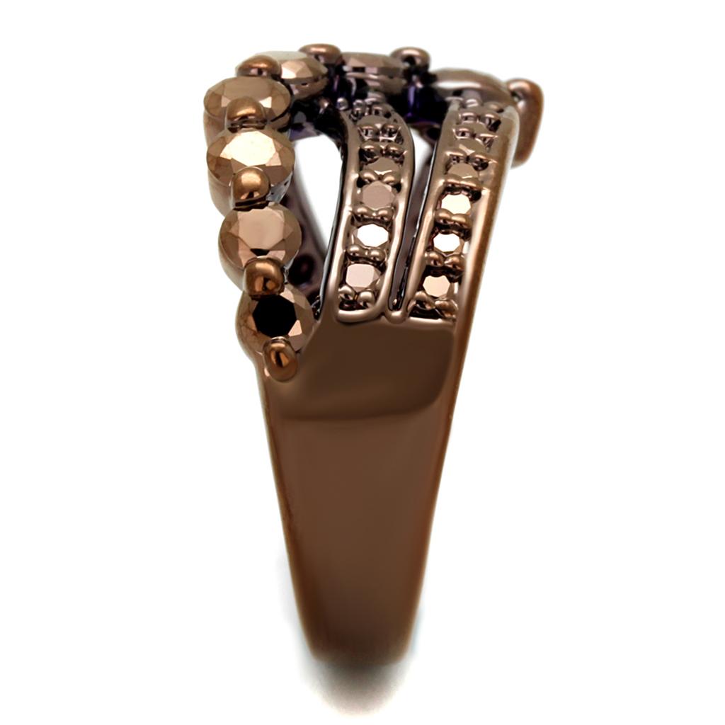 3W1182 - IP Coffee light Brass Ring with AAA Grade CZ in Light Coffee