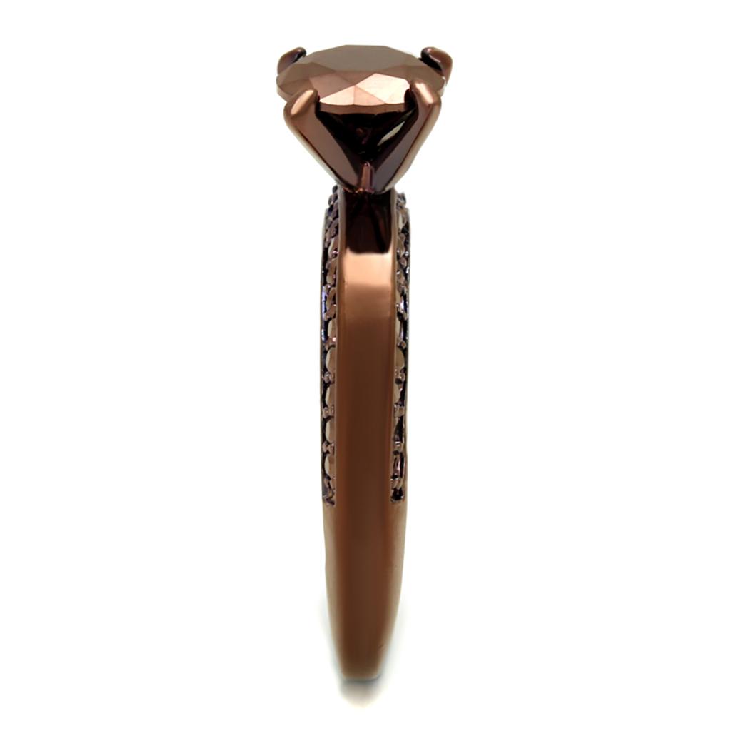 3W1183 - IP Coffee light Brass Ring with AAA Grade CZ in Light Coffee