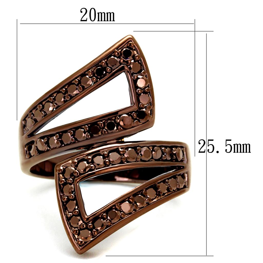 3W1185 - IP Coffee light Brass Ring with AAA Grade CZ in Light Coffee