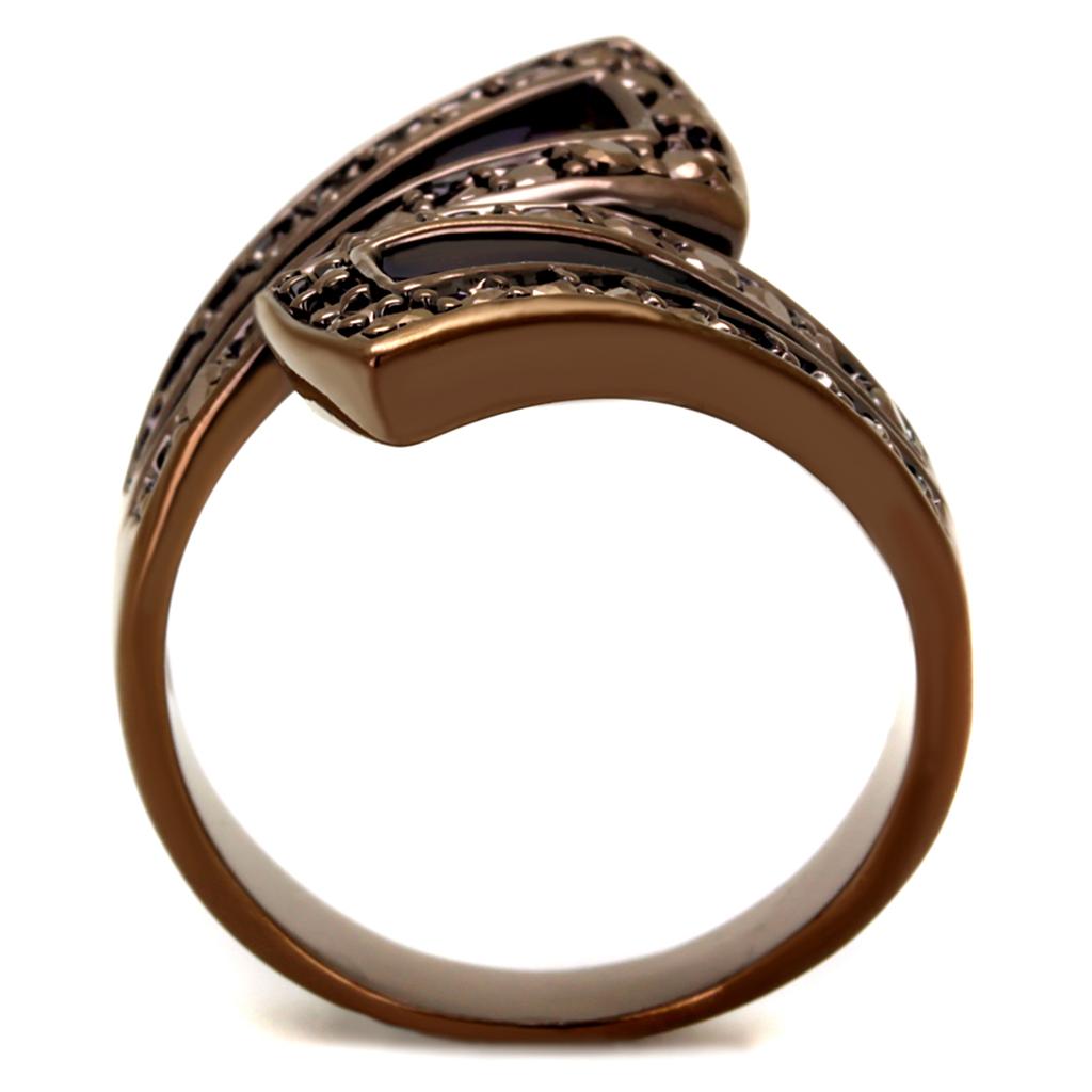 3W1185 - IP Coffee light Brass Ring with AAA Grade CZ in Light Coffee