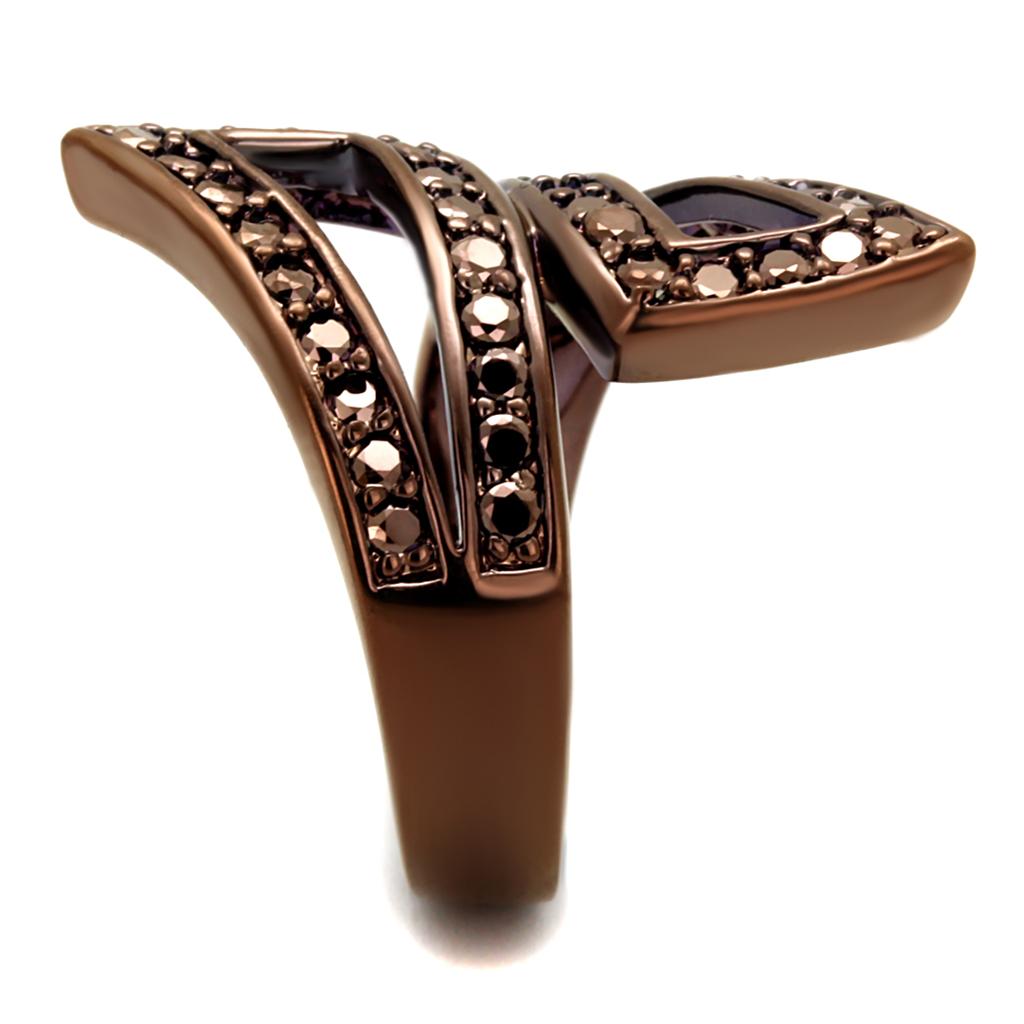 3W1185 - IP Coffee light Brass Ring with AAA Grade CZ in Light Coffee