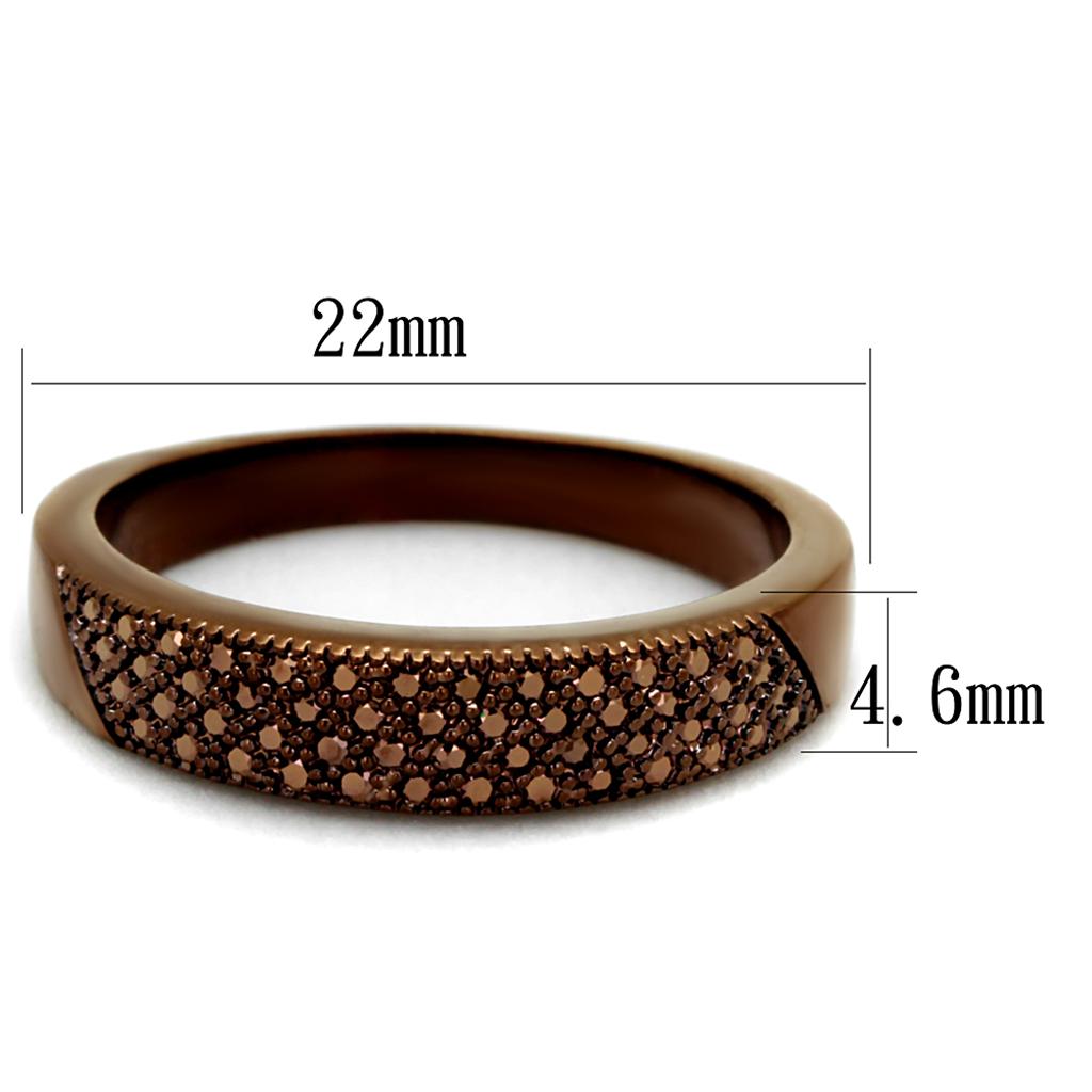 3W1186 - IP Coffee light Brass Ring with AAA Grade CZ in Light Coffee