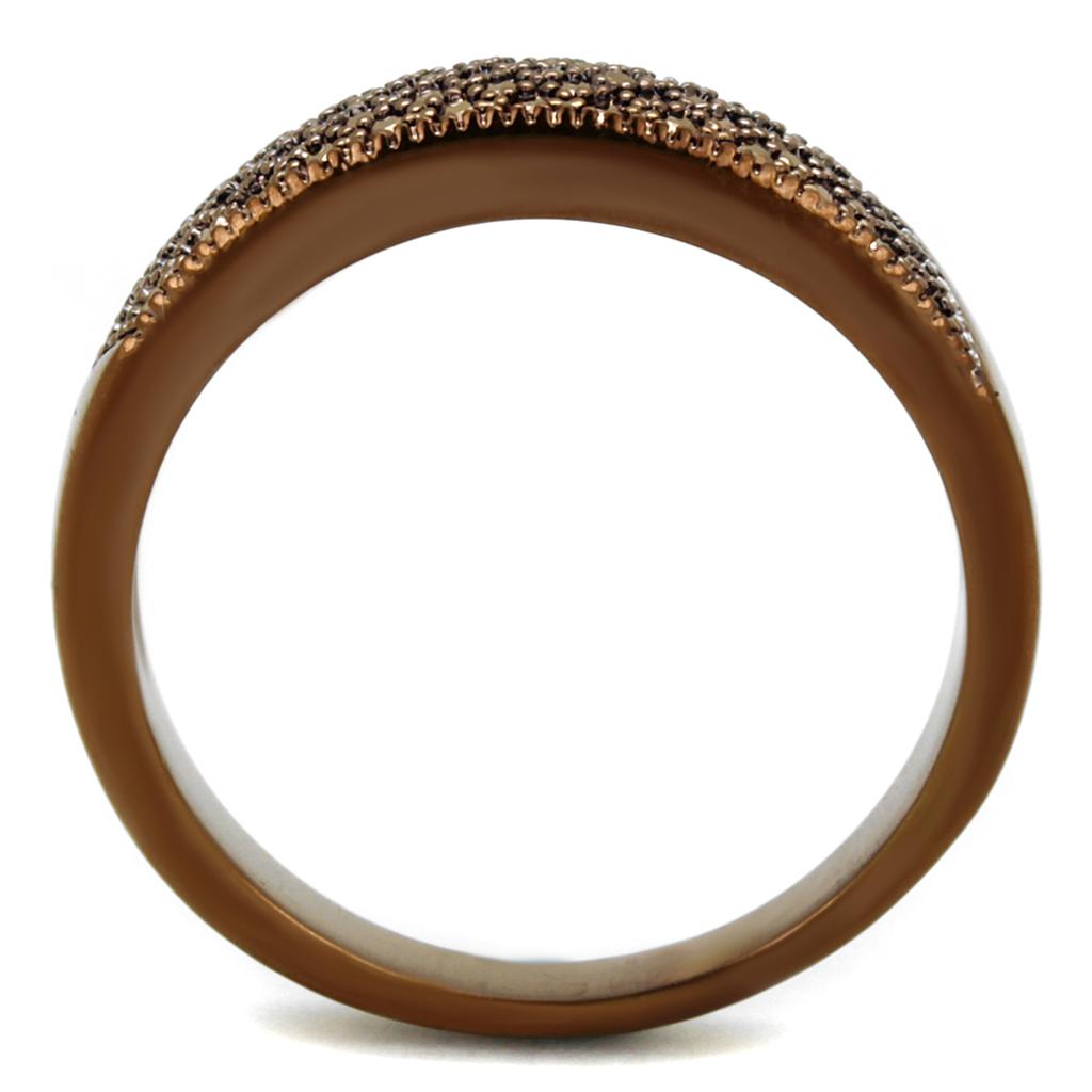 3W1186 - IP Coffee light Brass Ring with AAA Grade CZ in Light Coffee