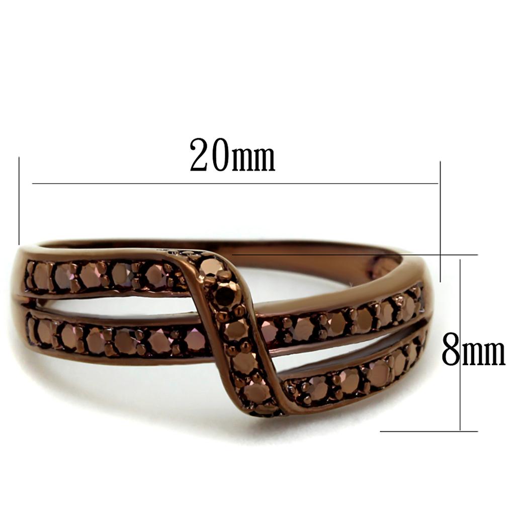 3W1189 - IP Coffee light Brass Ring with AAA Grade CZ in Light Coffee