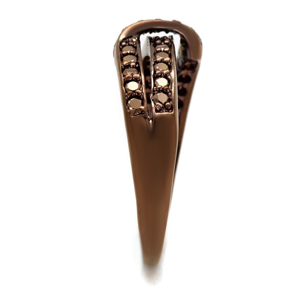 3W1189 - IP Coffee light Brass Ring with AAA Grade CZ in Light Coffee