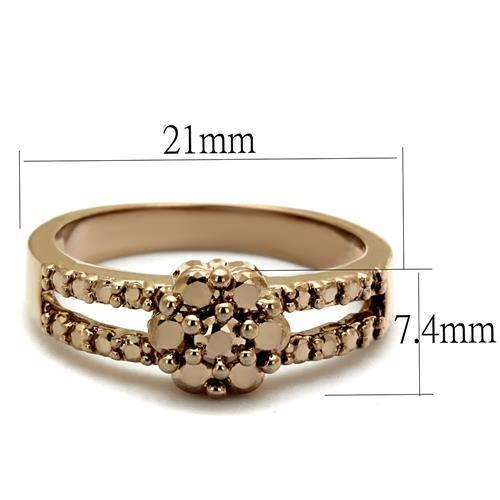 3W1192 - IP Rose Gold(Ion Plating) Brass Ring with AAA Grade CZ in Metallic Light Gold