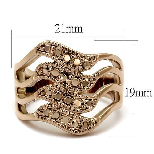 3W1196 - IP Rose Gold(Ion Plating) Brass Ring with AAA Grade CZ in Metallic Light Gold