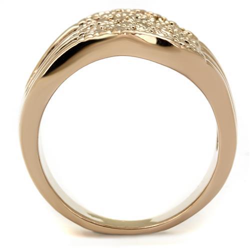 3W1196 - IP Rose Gold(Ion Plating) Brass Ring with AAA Grade CZ in Metallic Light Gold
