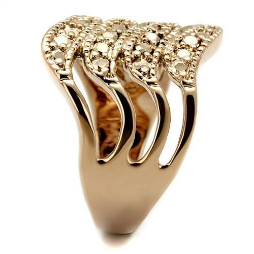 3W1196 - IP Rose Gold(Ion Plating) Brass Ring with AAA Grade CZ in Metallic Light Gold