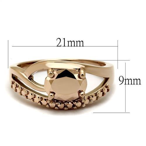 3W1198 - IP Rose Gold(Ion Plating) Brass Ring with AAA Grade CZ in Metallic Light Gold