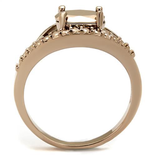 3W1198 - IP Rose Gold(Ion Plating) Brass Ring with AAA Grade CZ in Metallic Light Gold