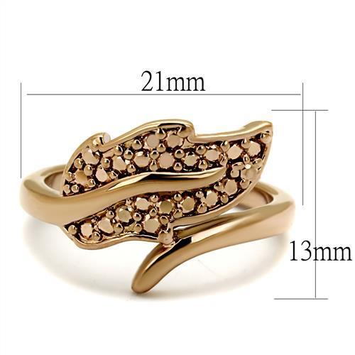 3W1200 - IP Rose Gold(Ion Plating) Brass Ring with AAA Grade CZ in Metallic Light Gold