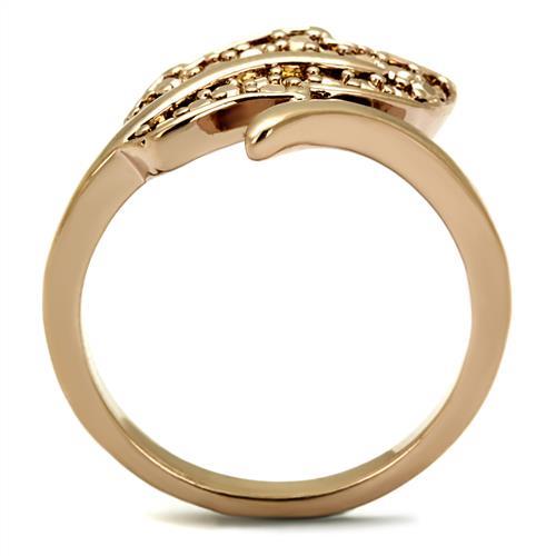 3W1200 - IP Rose Gold(Ion Plating) Brass Ring with AAA Grade CZ in Metallic Light Gold