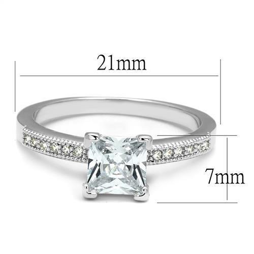 3W1209 - Rhodium Brass Ring with AAA Grade CZ in Clear