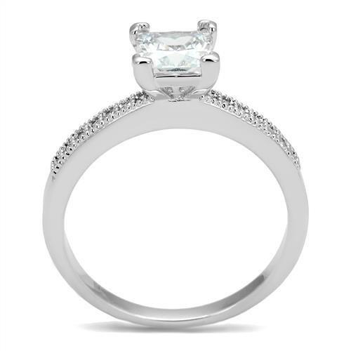 3W1209 - Rhodium Brass Ring with AAA Grade CZ in Clear