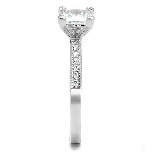 3W1209 - Rhodium Brass Ring with AAA Grade CZ in Clear