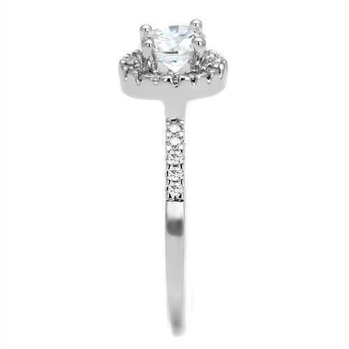 3W1210 - Rhodium Brass Ring with AAA Grade CZ in Clear