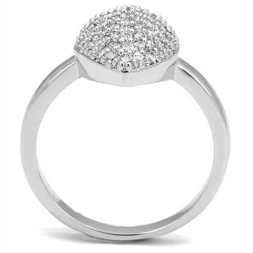 3W1211 - Rhodium Brass Ring with AAA Grade CZ in Clear