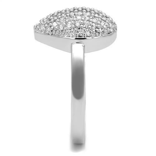 3W1211 - Rhodium Brass Ring with AAA Grade CZ in Clear