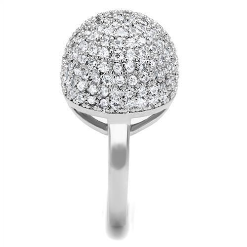 3W1213 - Rhodium Brass Ring with AAA Grade CZ in Clear