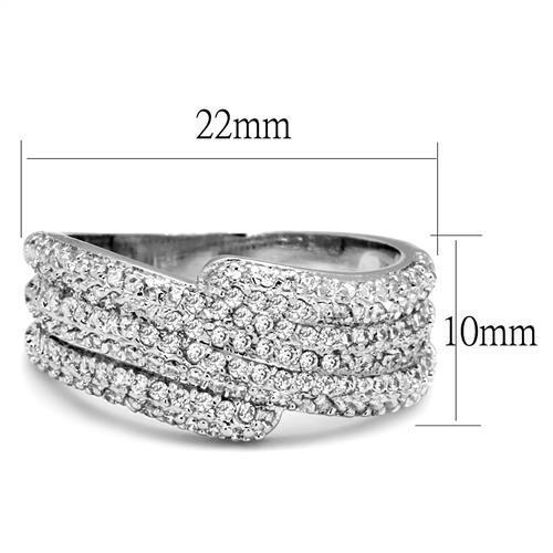 3W1214 - Rhodium Brass Ring with AAA Grade CZ in Clear