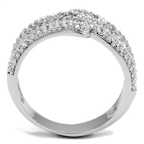 3W1214 - Rhodium Brass Ring with AAA Grade CZ in Clear
