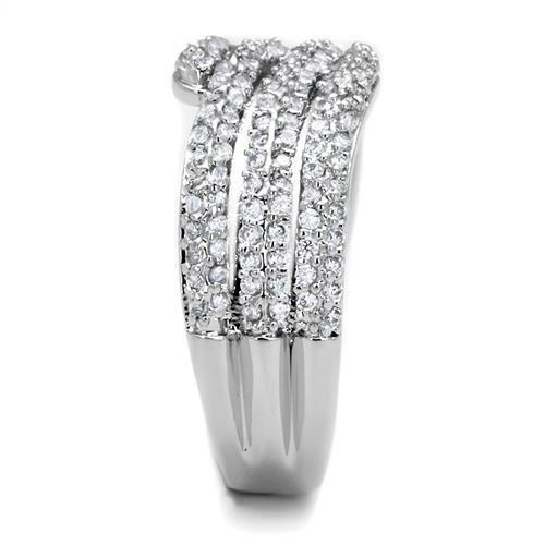 3W1214 - Rhodium Brass Ring with AAA Grade CZ in Clear