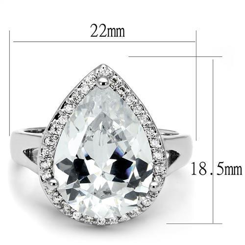 3W1215 - Rhodium Brass Ring with AAA Grade CZ in Clear