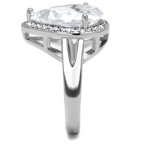 3W1215 - Rhodium Brass Ring with AAA Grade CZ in Clear