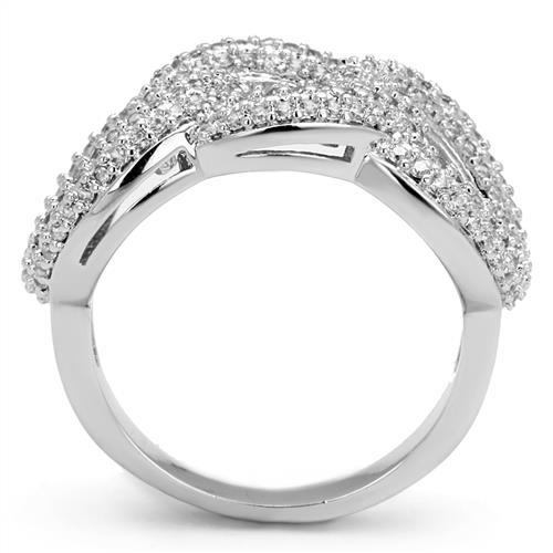 3W1218 - Rhodium Brass Ring with AAA Grade CZ in Clear