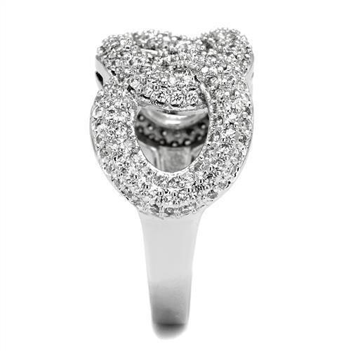 3W1218 - Rhodium Brass Ring with AAA Grade CZ in Clear