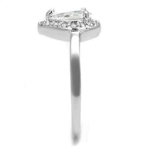 3W1219 - Rhodium Brass Ring with AAA Grade CZ in Clear